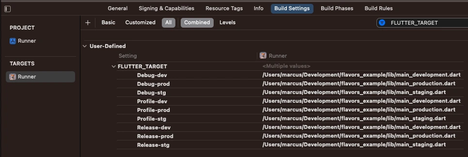 Build Settings - flutter_target