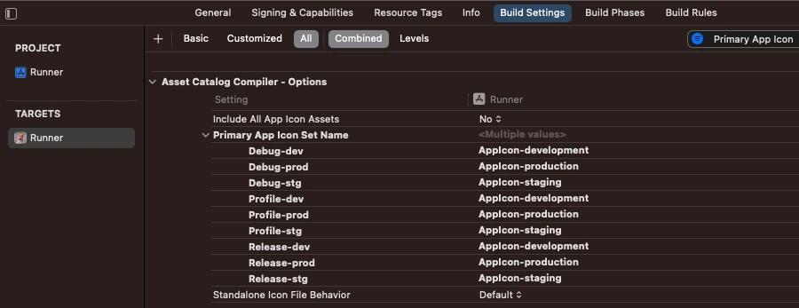 Build Settings - Primary App Icon Set Name