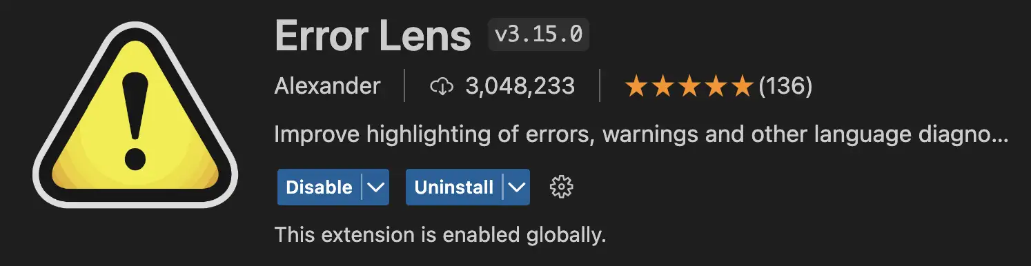 Error Lens Extension